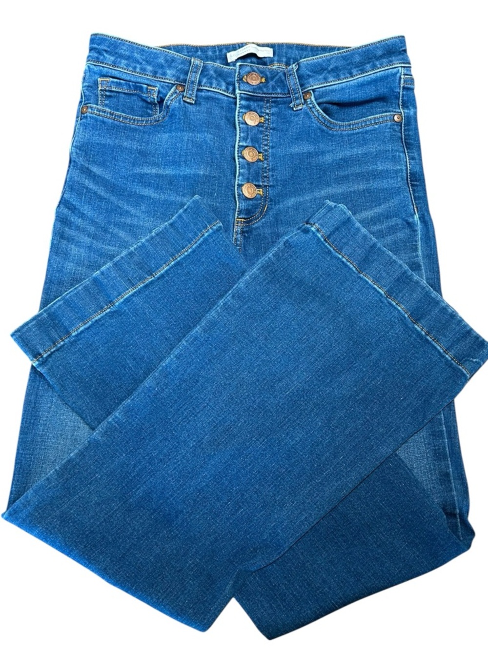 Lauren Conrad High Rise Flare Jeans Size 10 Button Fly Bell Bottom Dark Wash